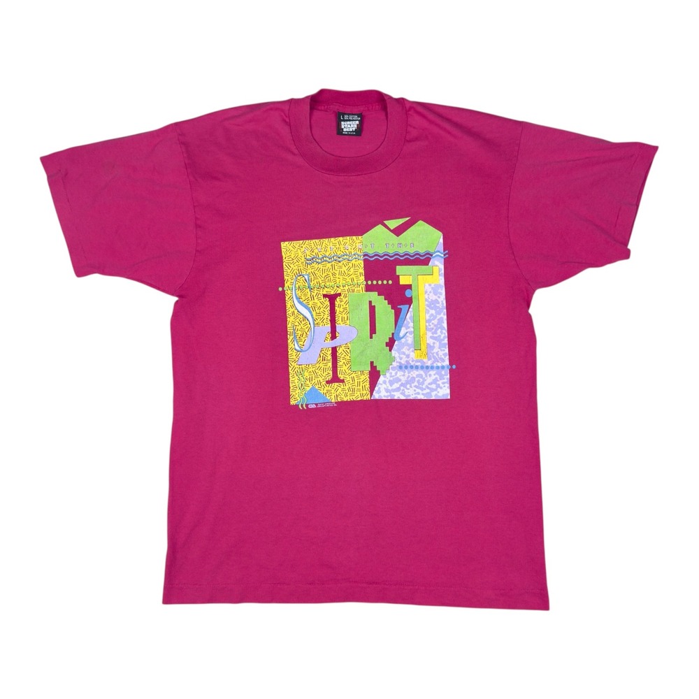 Vtg Ive Got the Spirit T-Shirt Mens L Magenta Pink Memphis 90s Single Stitch USA